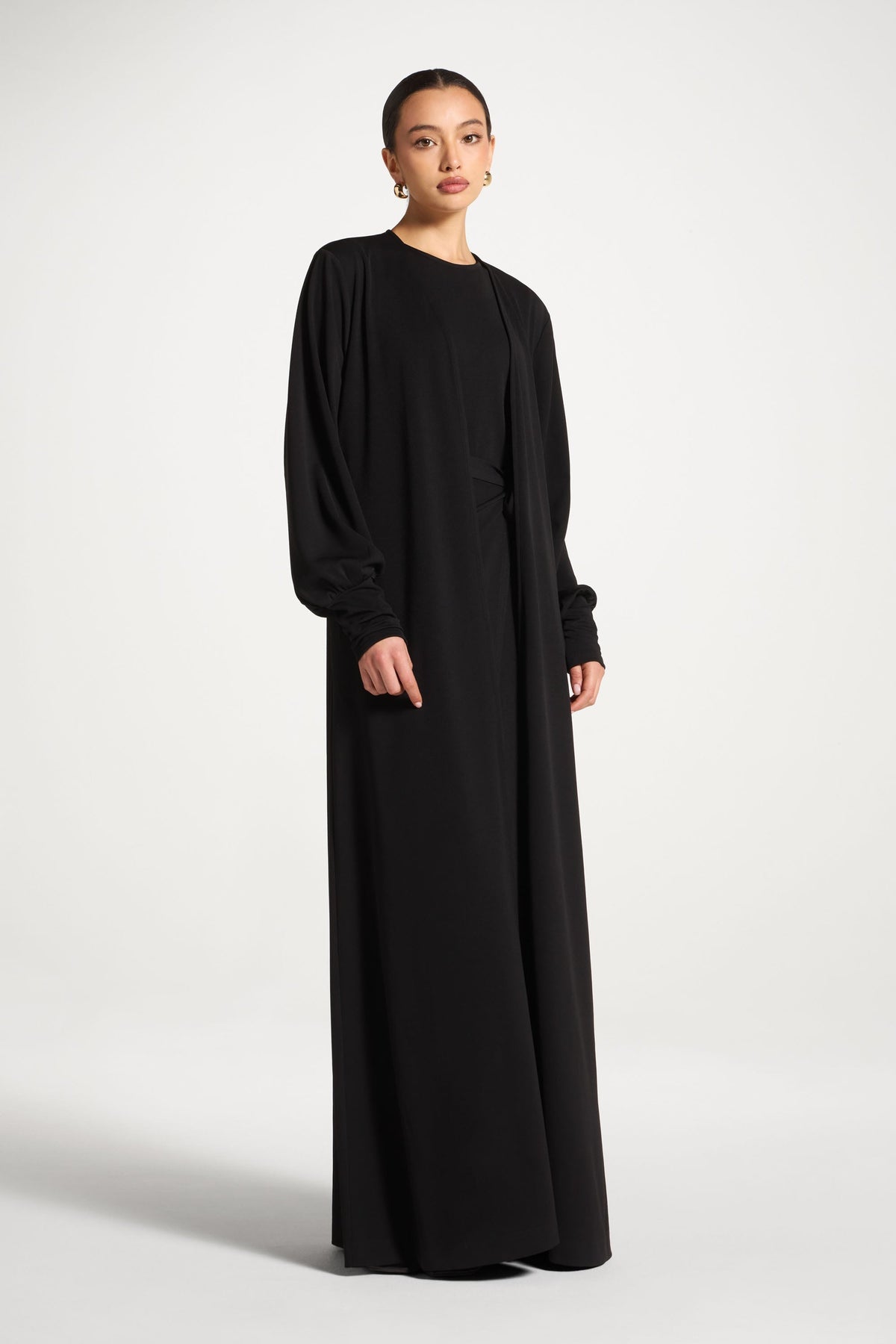 Signature Stretch 3 Piece Abaya & Dress Set - Black
