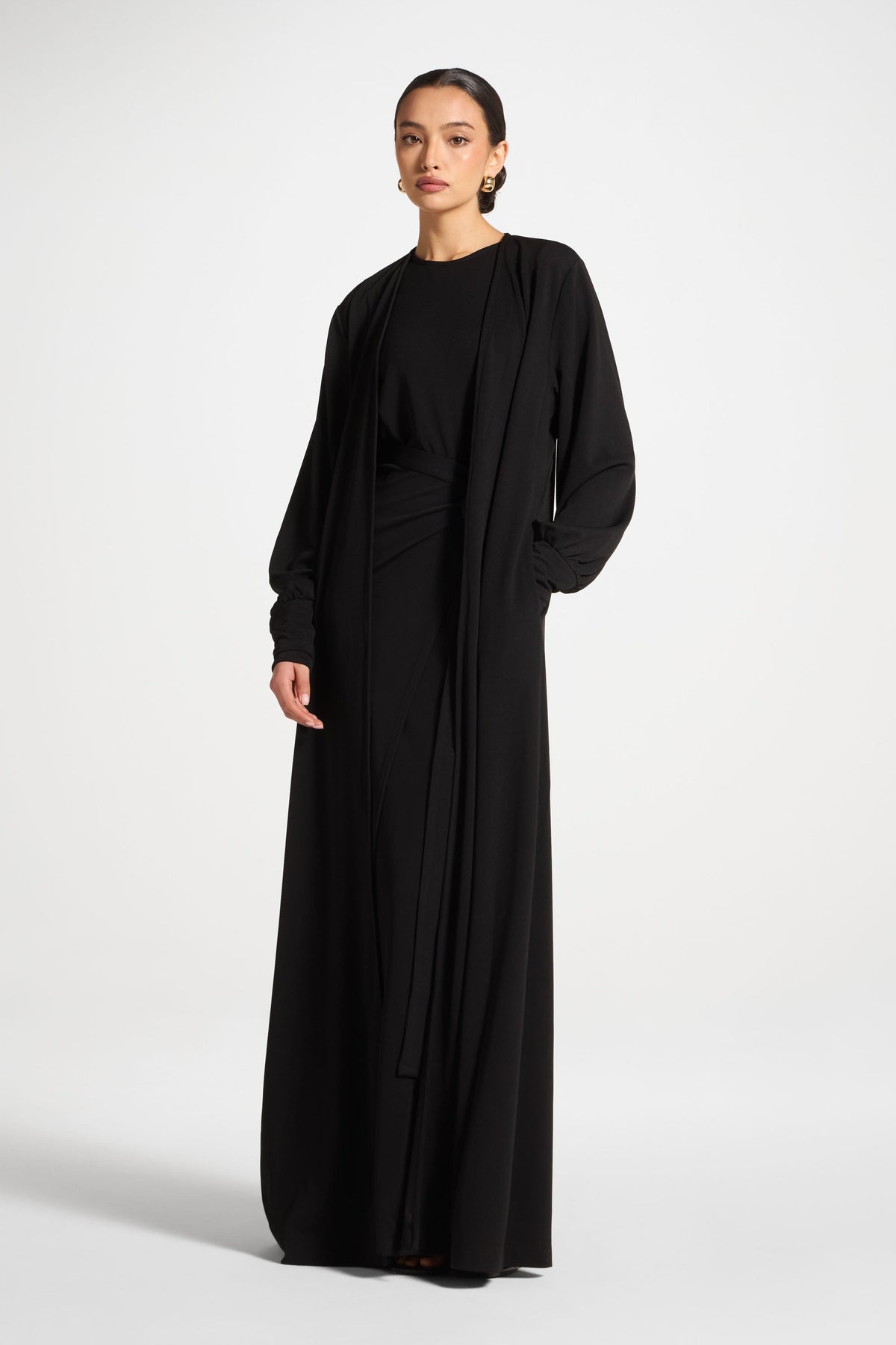 Signature Stretch 3 Piece Abaya & Dress Set - Black