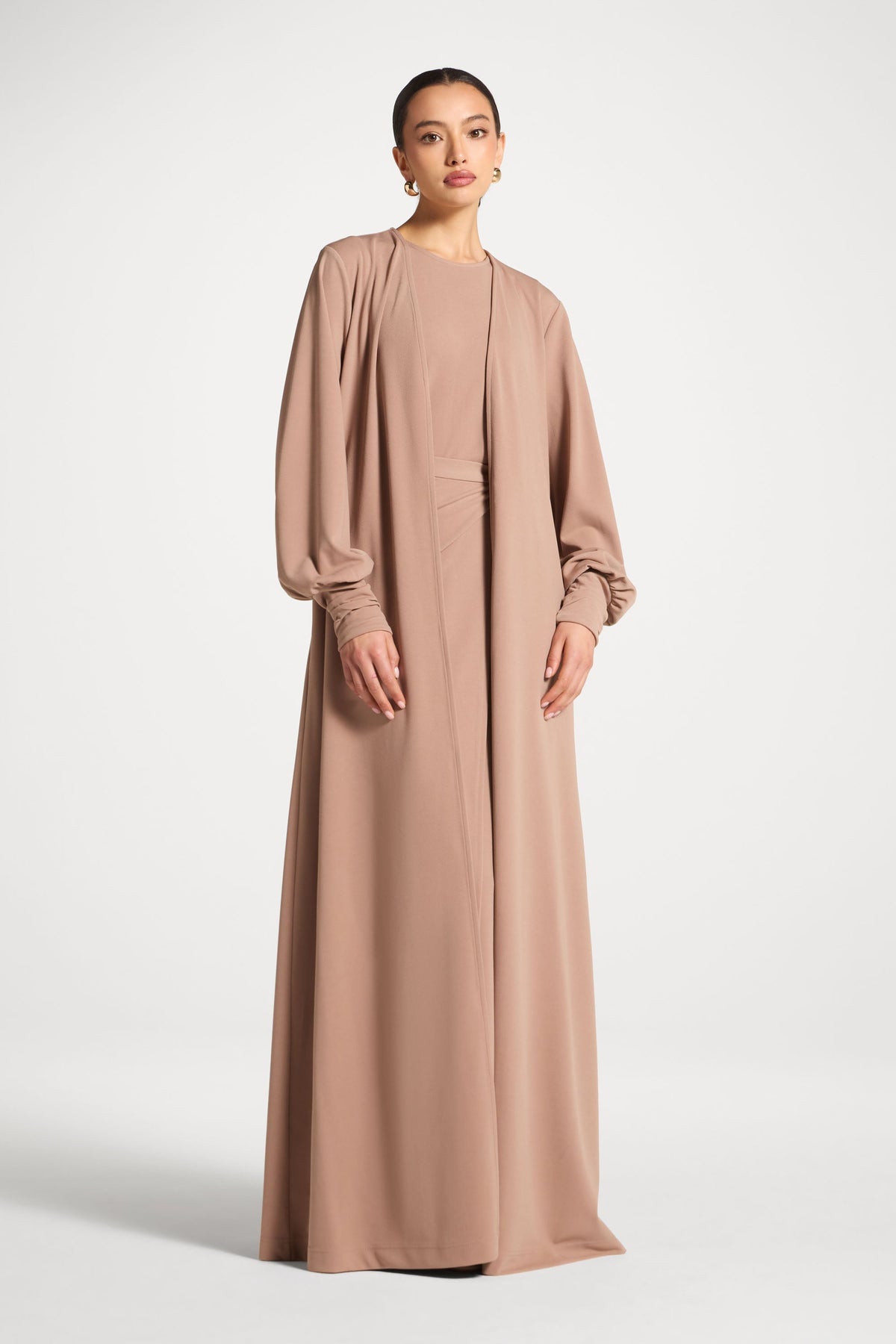 Signature Stretch 3 Piece Abaya & Dress Set - Desert Mauve