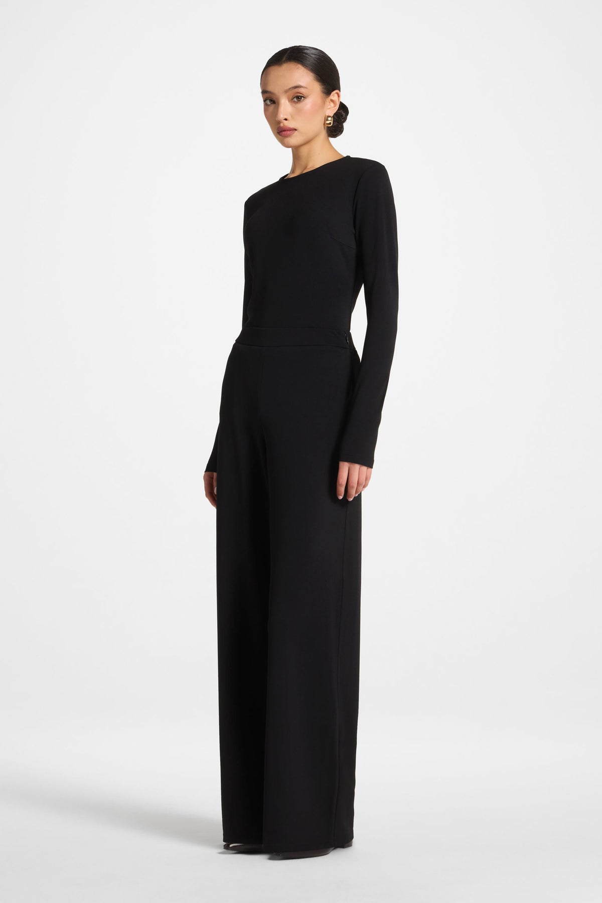Signature Stretch Wide Leg Pants - Black