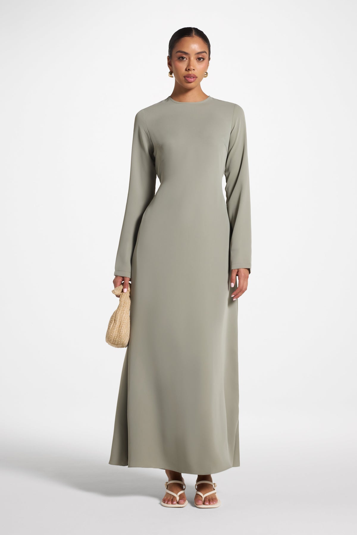 Signature Tie Back Maxi Dress - Dusty Olive