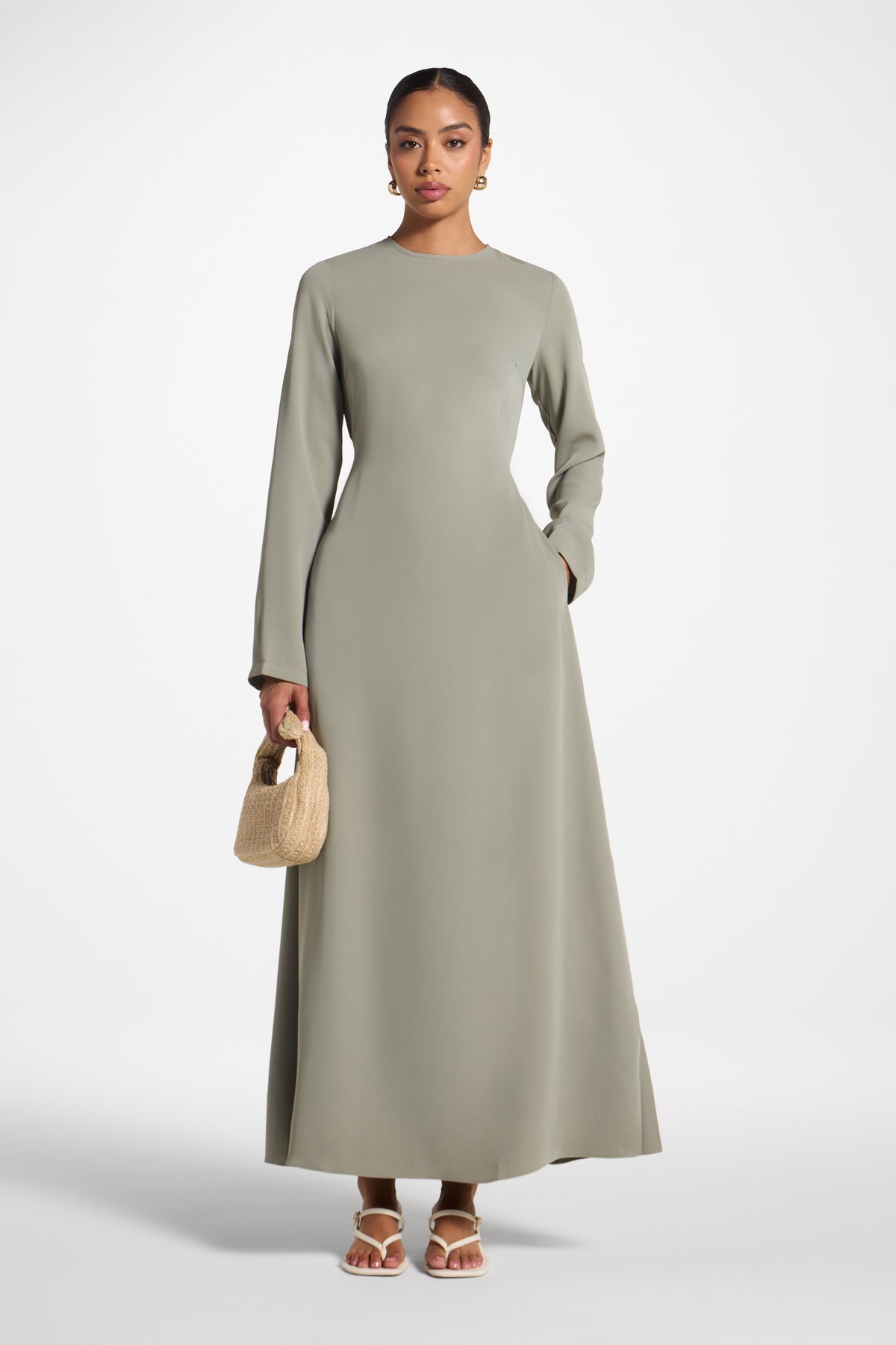 Signature Tie Back Maxi Dress - Dusty Olive