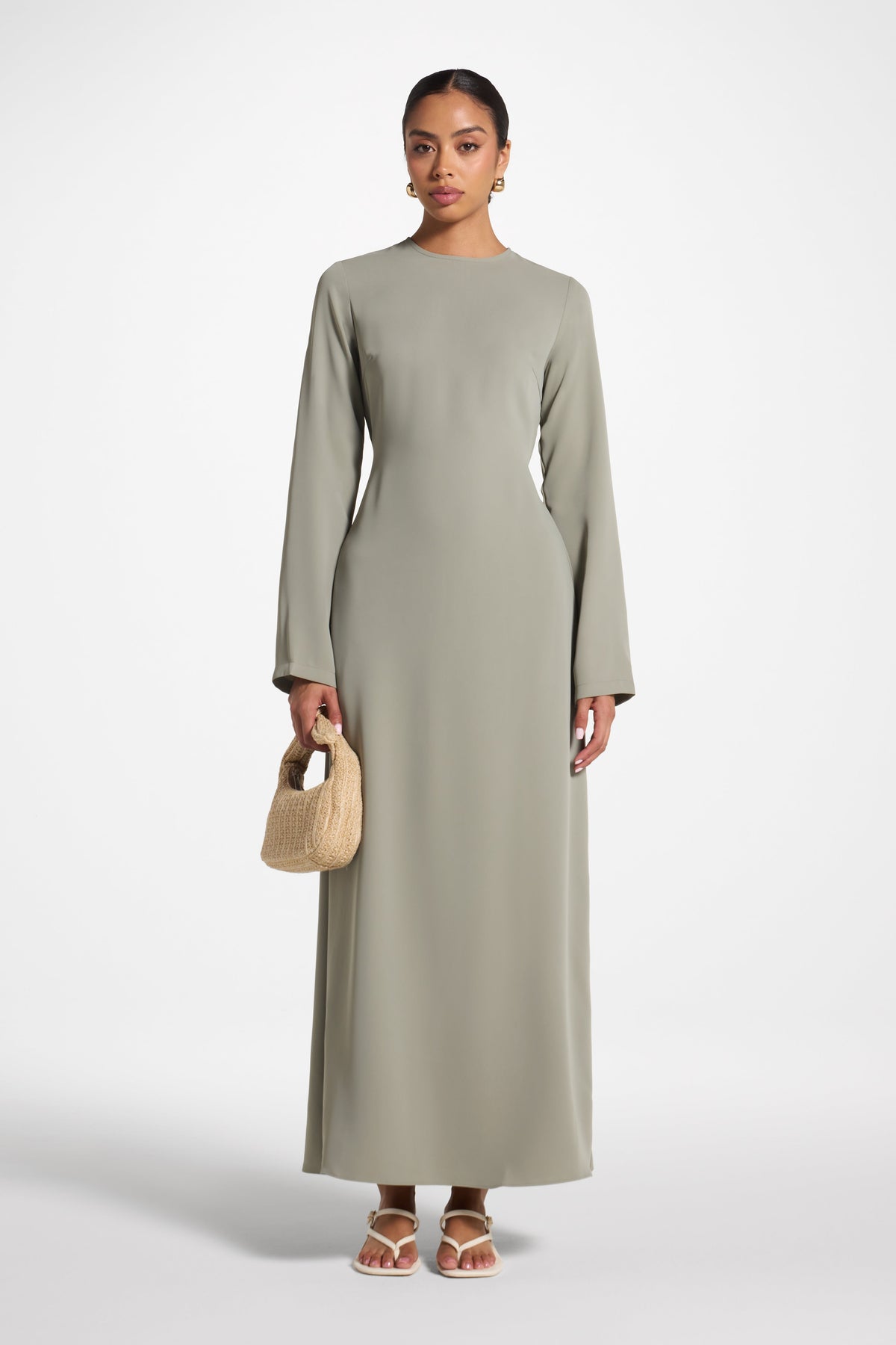 Signature Tie Back Maxi Dress - Dusty Olive