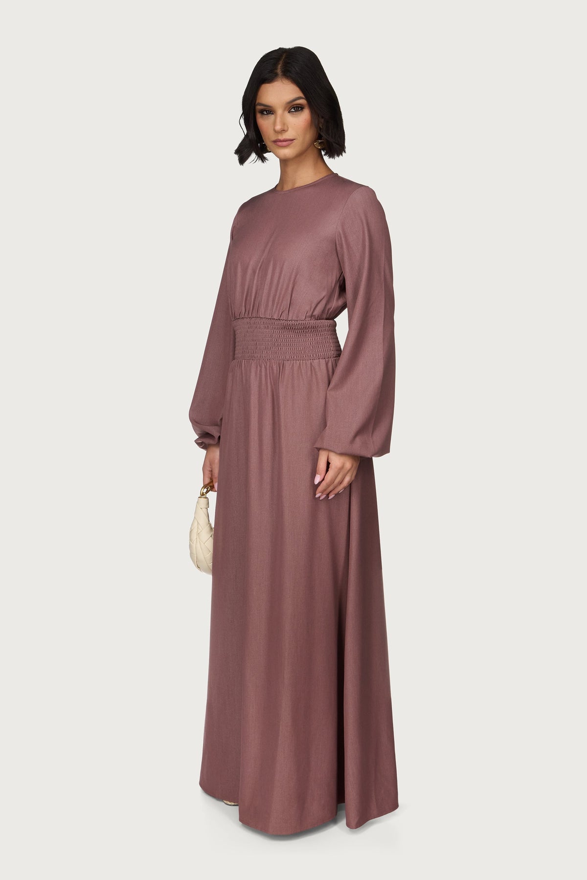 Smocked Waist Dress - Berry