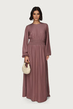 Smocked Waist Dress - Berry