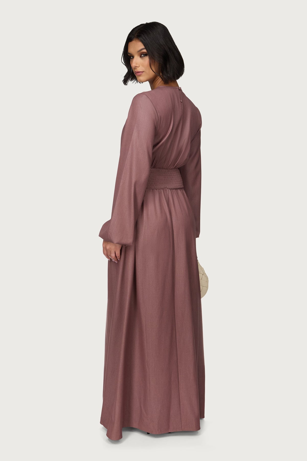 Smocked Waist Dress - Berry