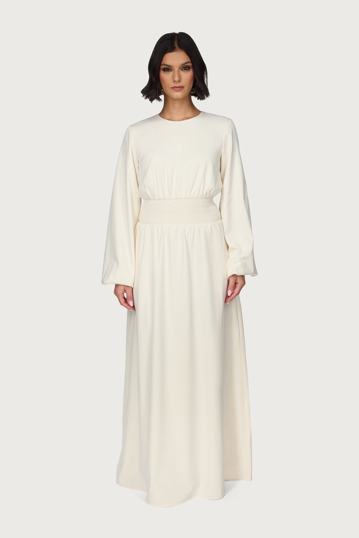 Smocked Waist Dress - Bone