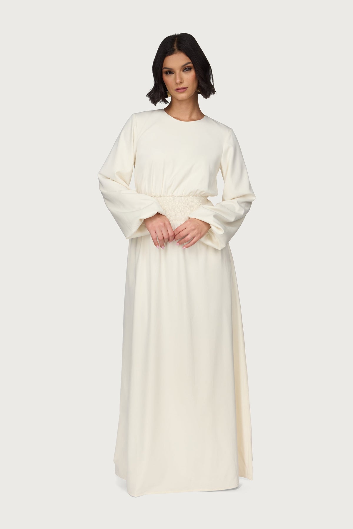 Smocked Waist Dress - Bone