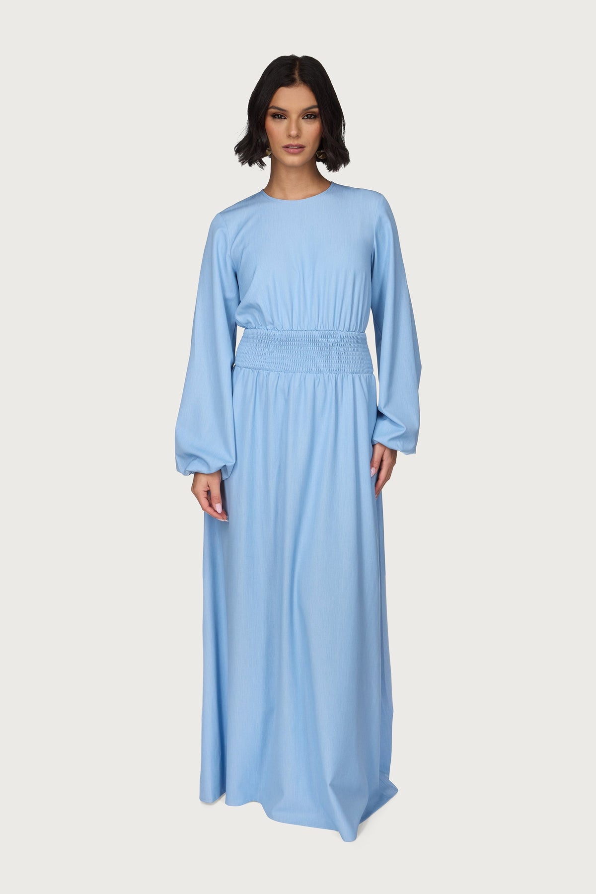 Smocked Waist Dress - Light Denim