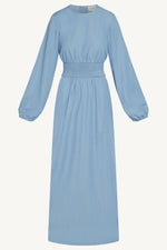 Smocked Waist Dress - Light Denim