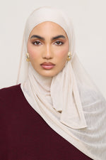 Stretch Stripe Hijab - Beige