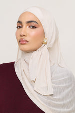 Stretch Stripe Hijab - Beige