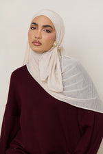 Stretch Stripe Hijab - Beige
