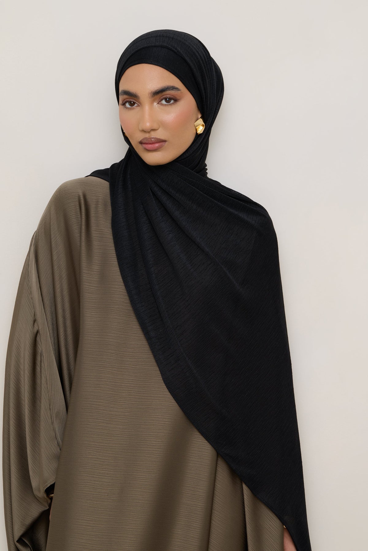 Stretch Stripe Hijab - Black