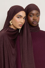 Stretch Stripe Hijab - Chocolate