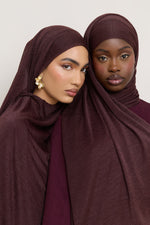Stretch Stripe Hijab - Chocolate