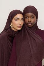 Stretch Stripe Hijab - Chocolate