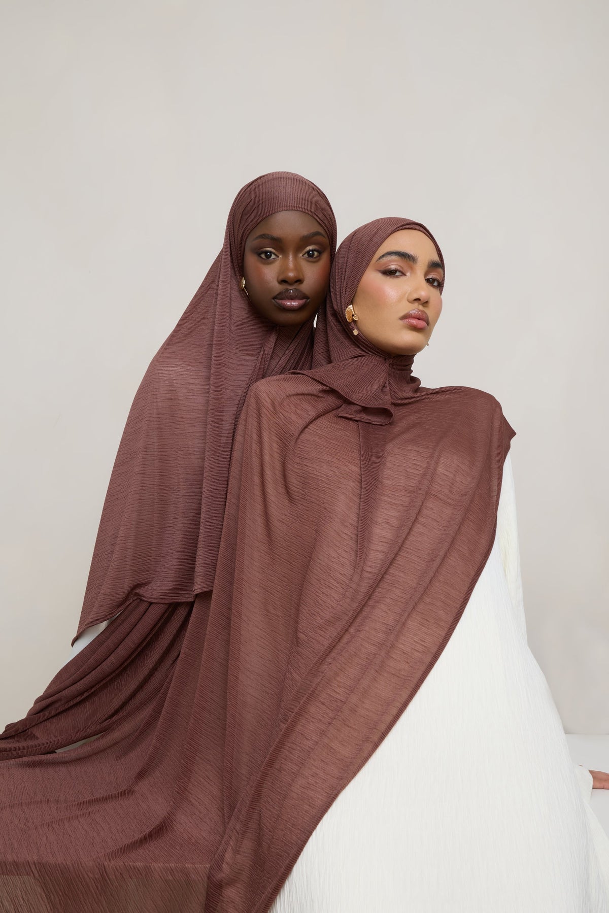 Stretch Stripe Hijab - Cocoa