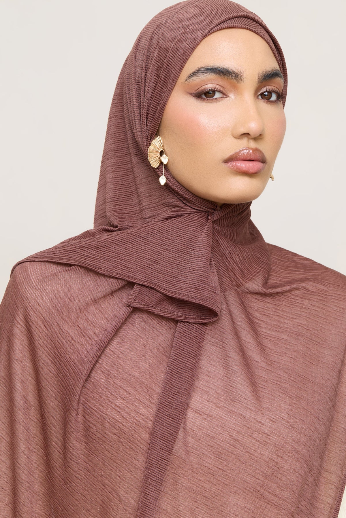 Stretch Stripe Hijab - Cocoa