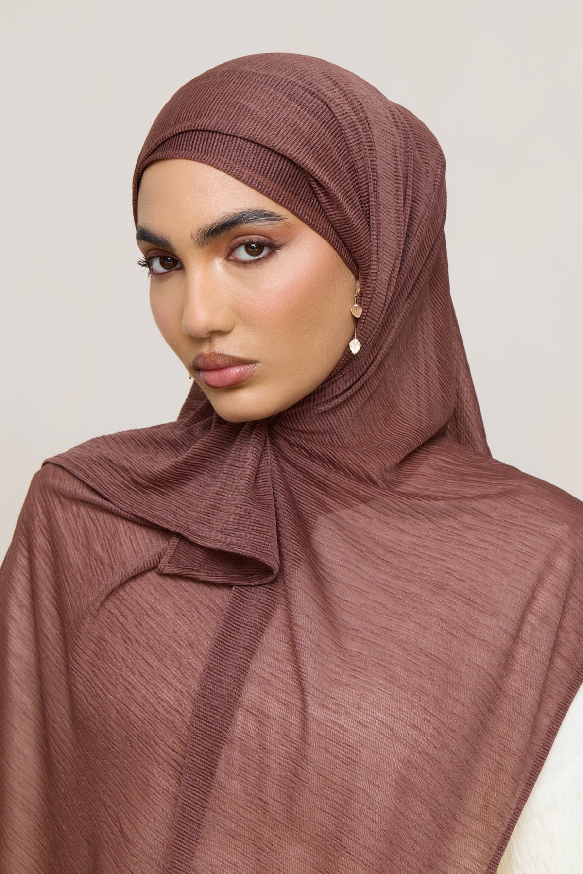 Stretch Stripe Hijab - Cocoa
