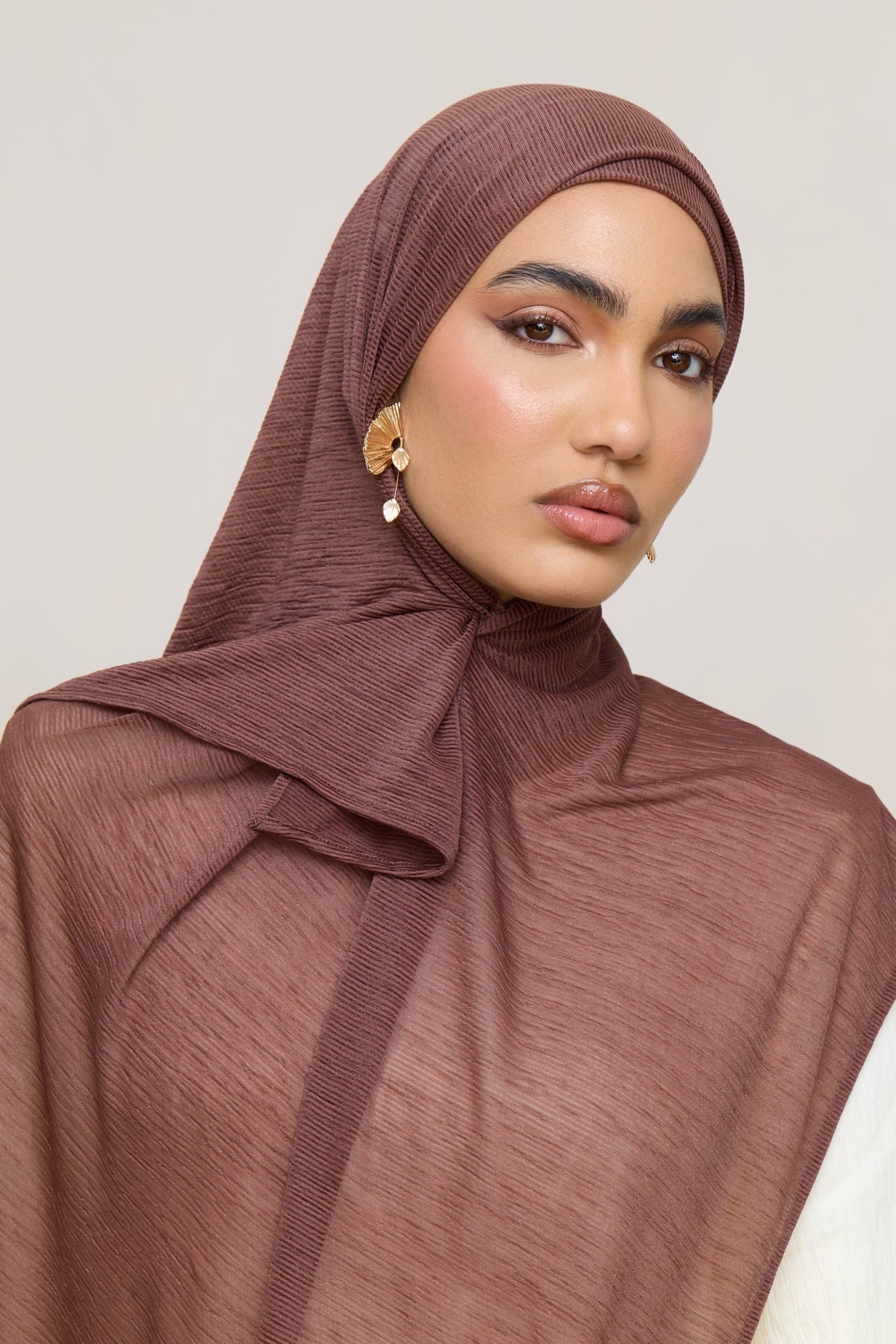 Stretch Stripe Hijab - Cocoa