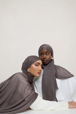 Stretch Stripe Hijab - Coffee Quartz