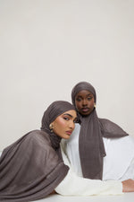Stretch Stripe Hijab - Coffee Quartz