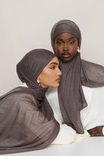 Stretch Stripe Hijab - Coffee Quartz