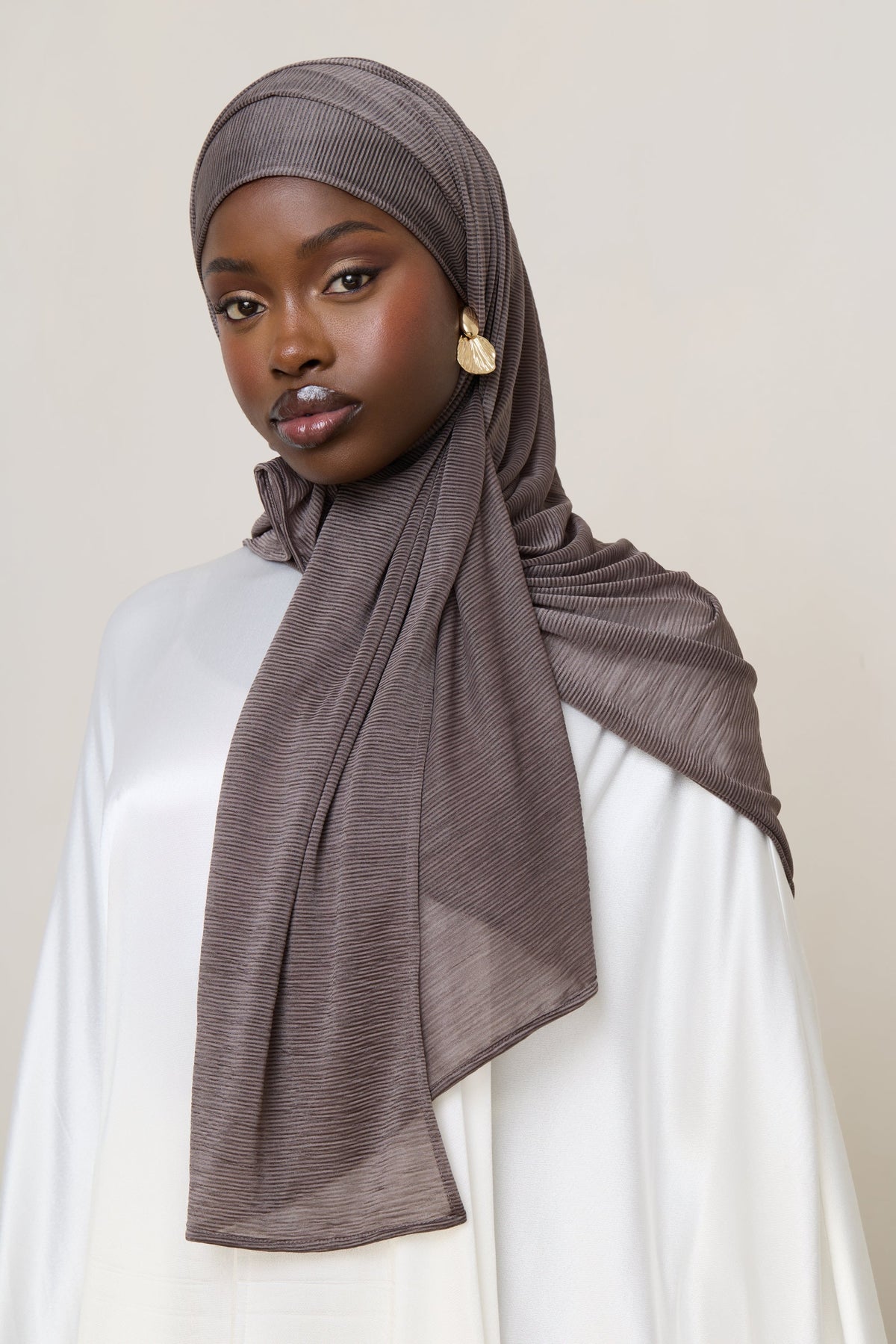 Stretch Stripe Hijab - Coffee Quartz