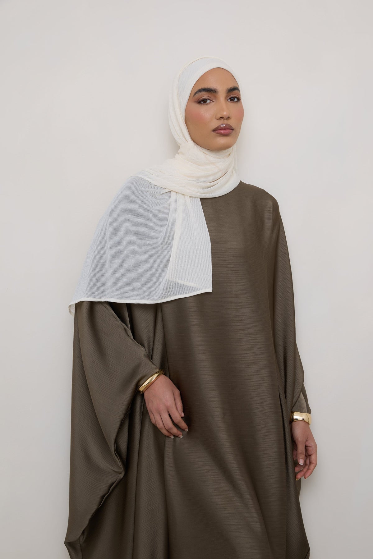 Stretch Stripe Hijab - Ivory