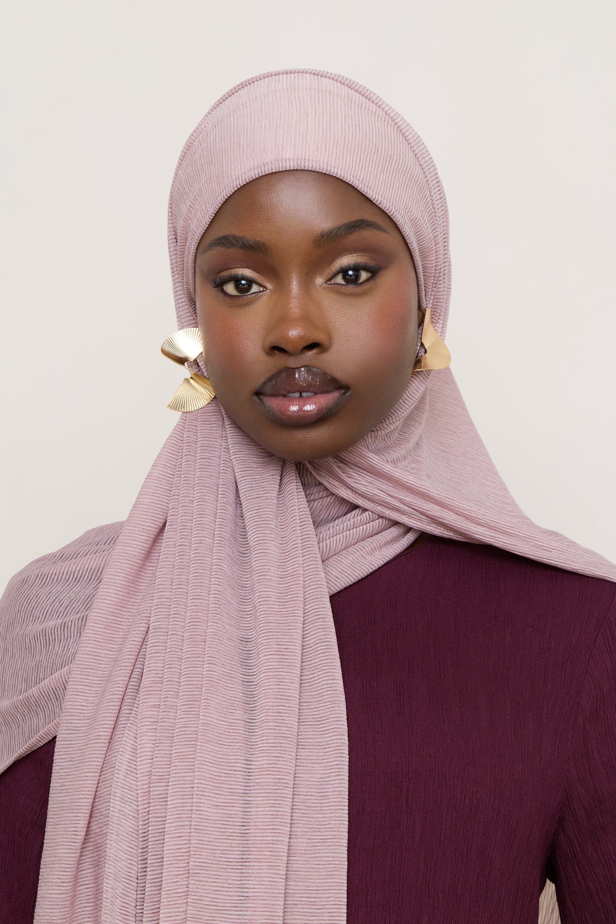 Stretch Stripe Hijab - Milky Pink