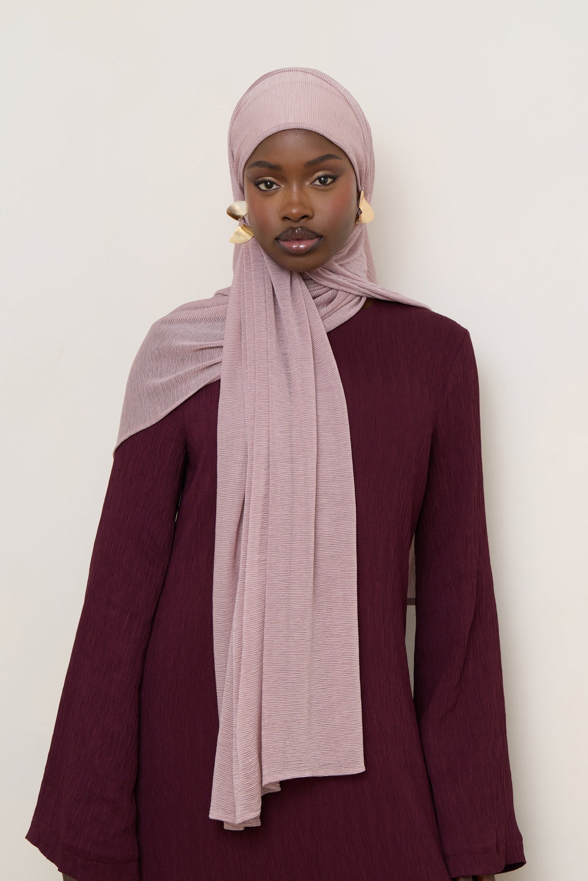Stretch Stripe Hijab - Milky Pink