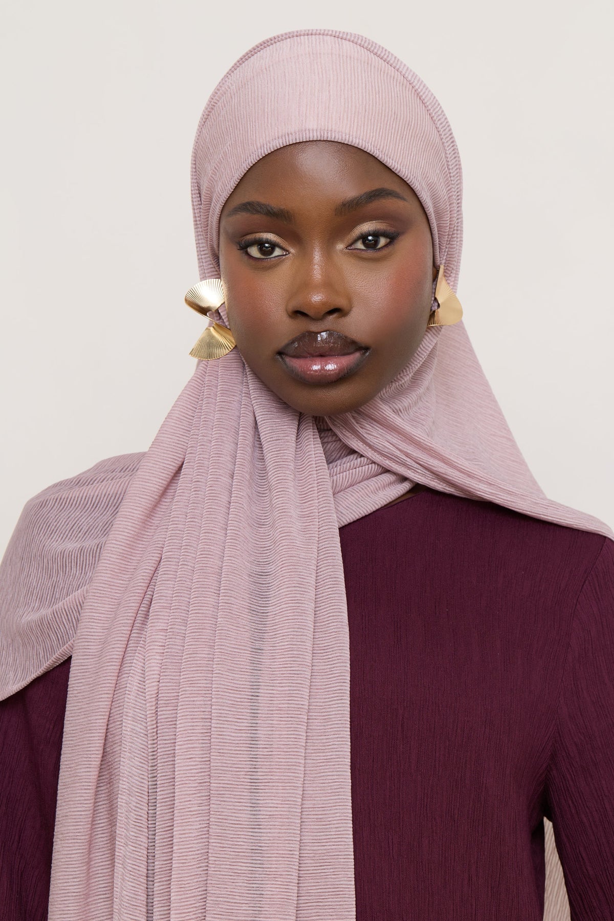 Stretch Stripe Hijab - Milky Pink