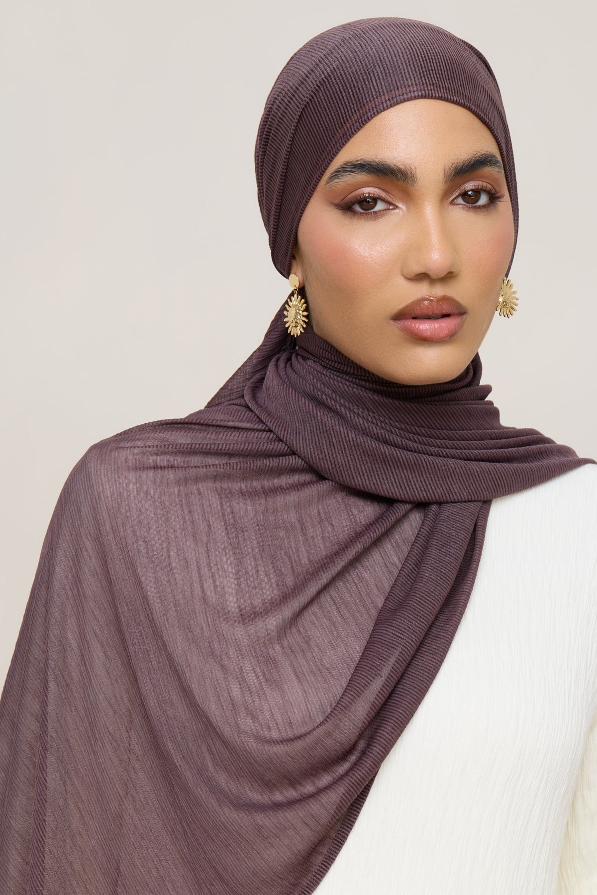 Stretch Stripe Hijab - Plum