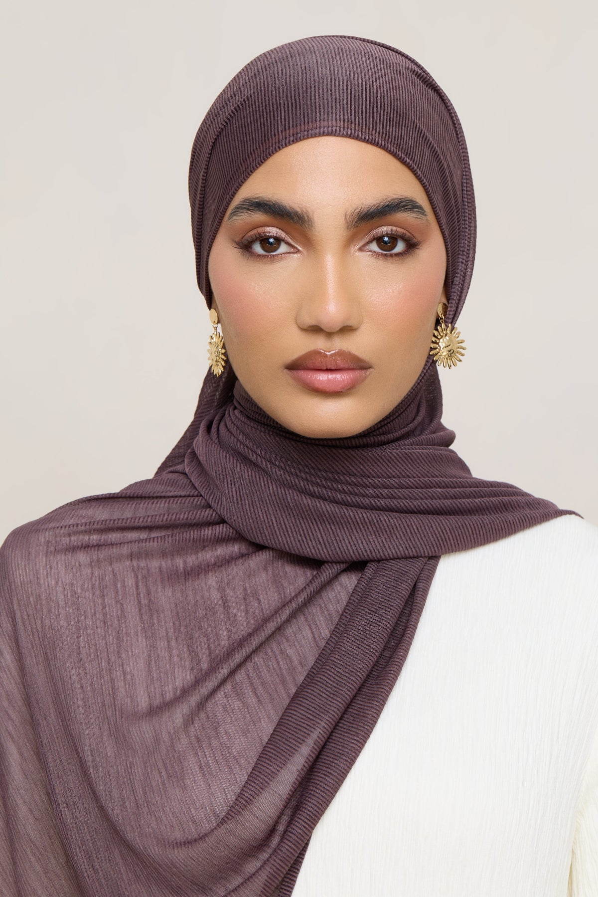 Stretch Stripe Hijab - Plum