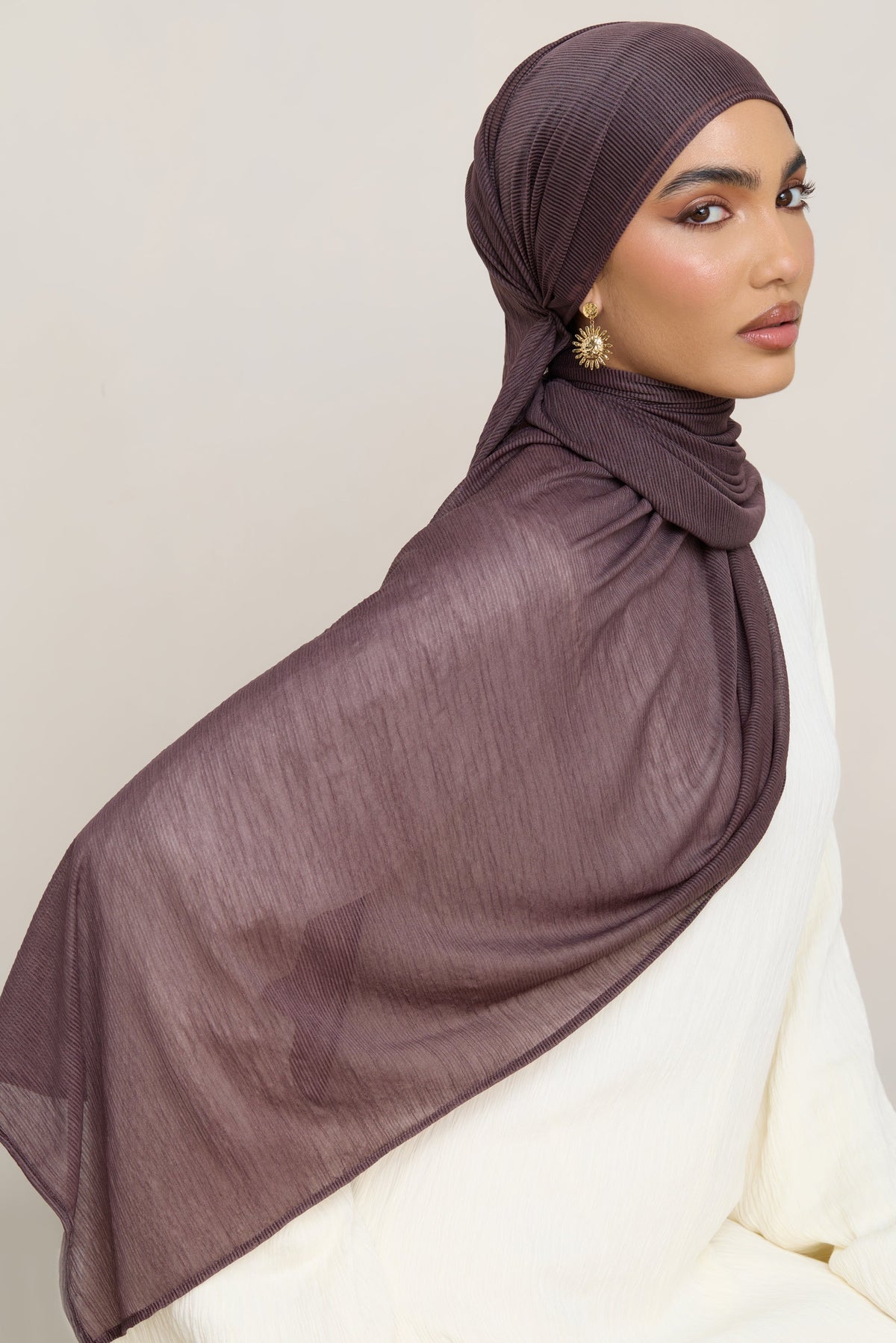Stretch Stripe Hijab - Plum