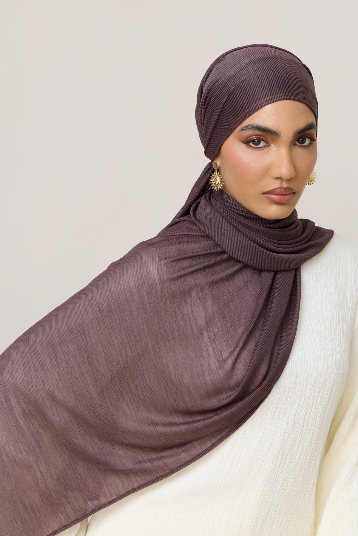 Stretch Stripe Hijab - Plum