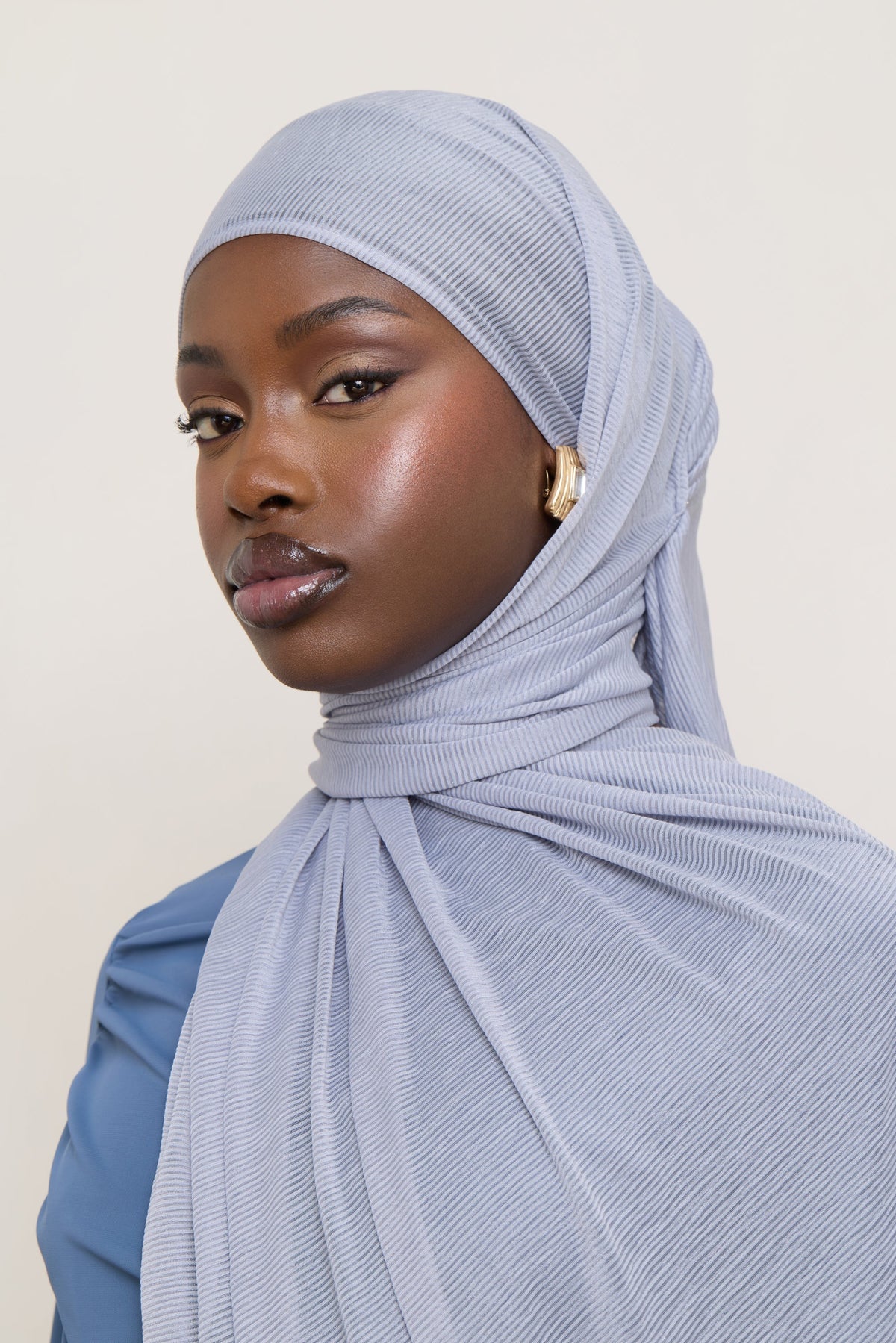 Stretch Stripe Hijab - Sky