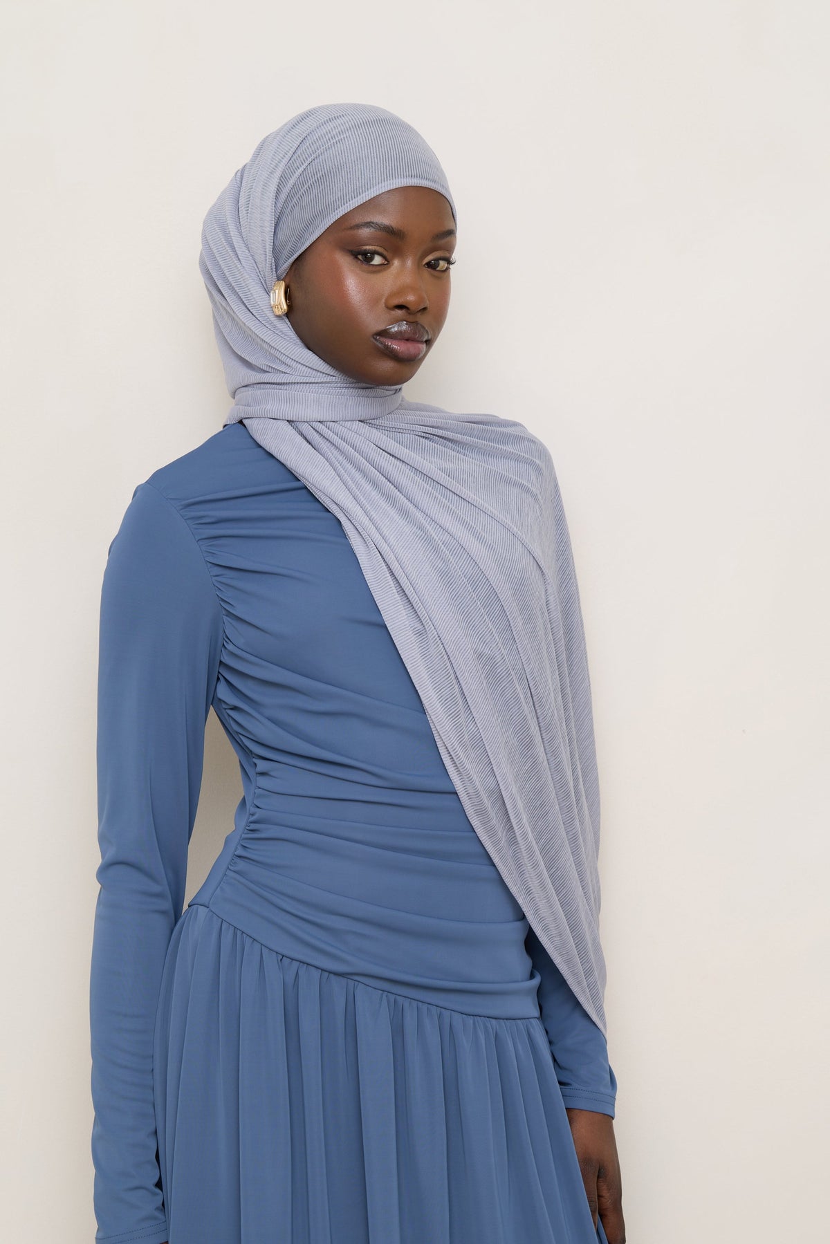 Stretch Stripe Hijab - Sky