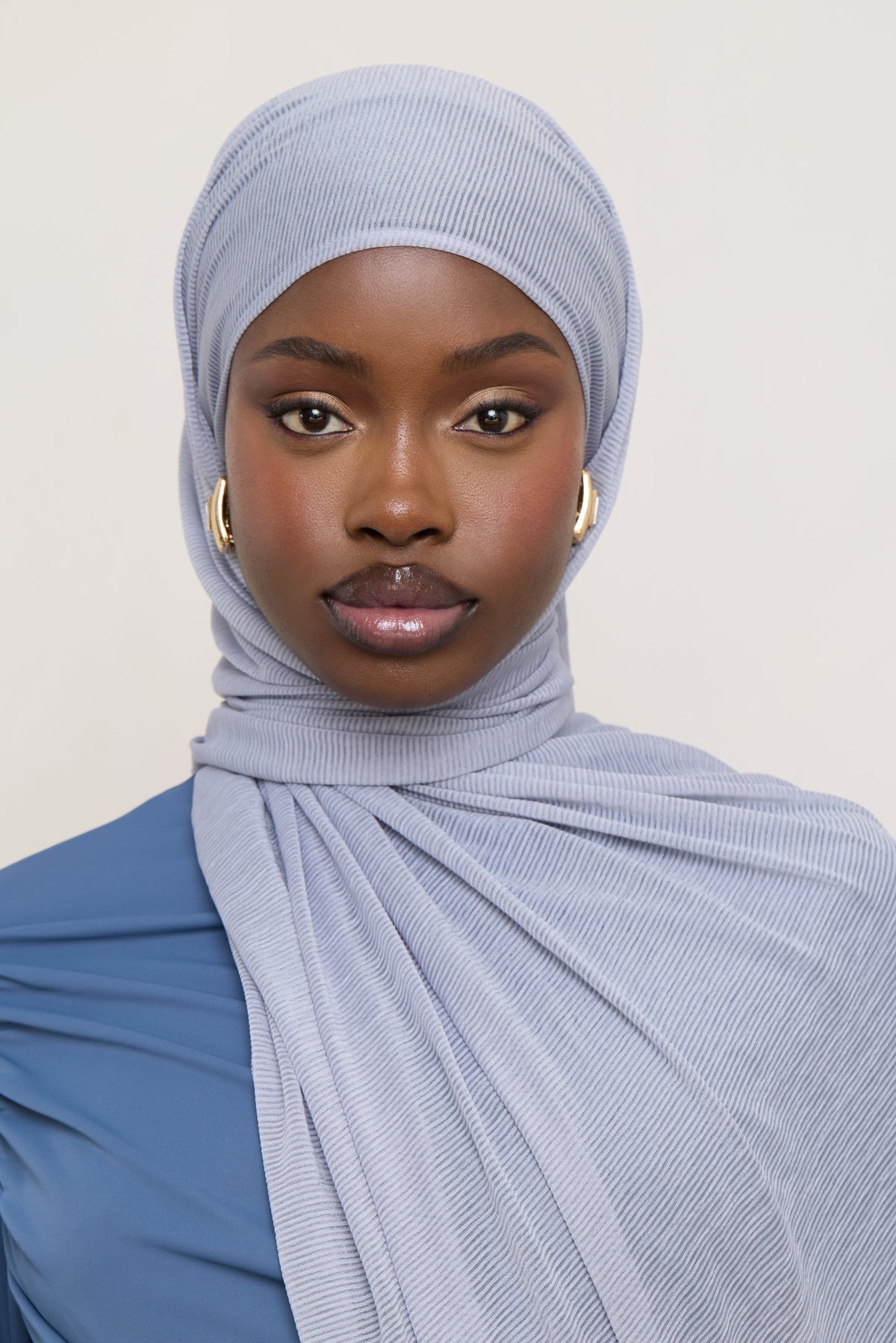 Stretch Stripe Hijab - Sky