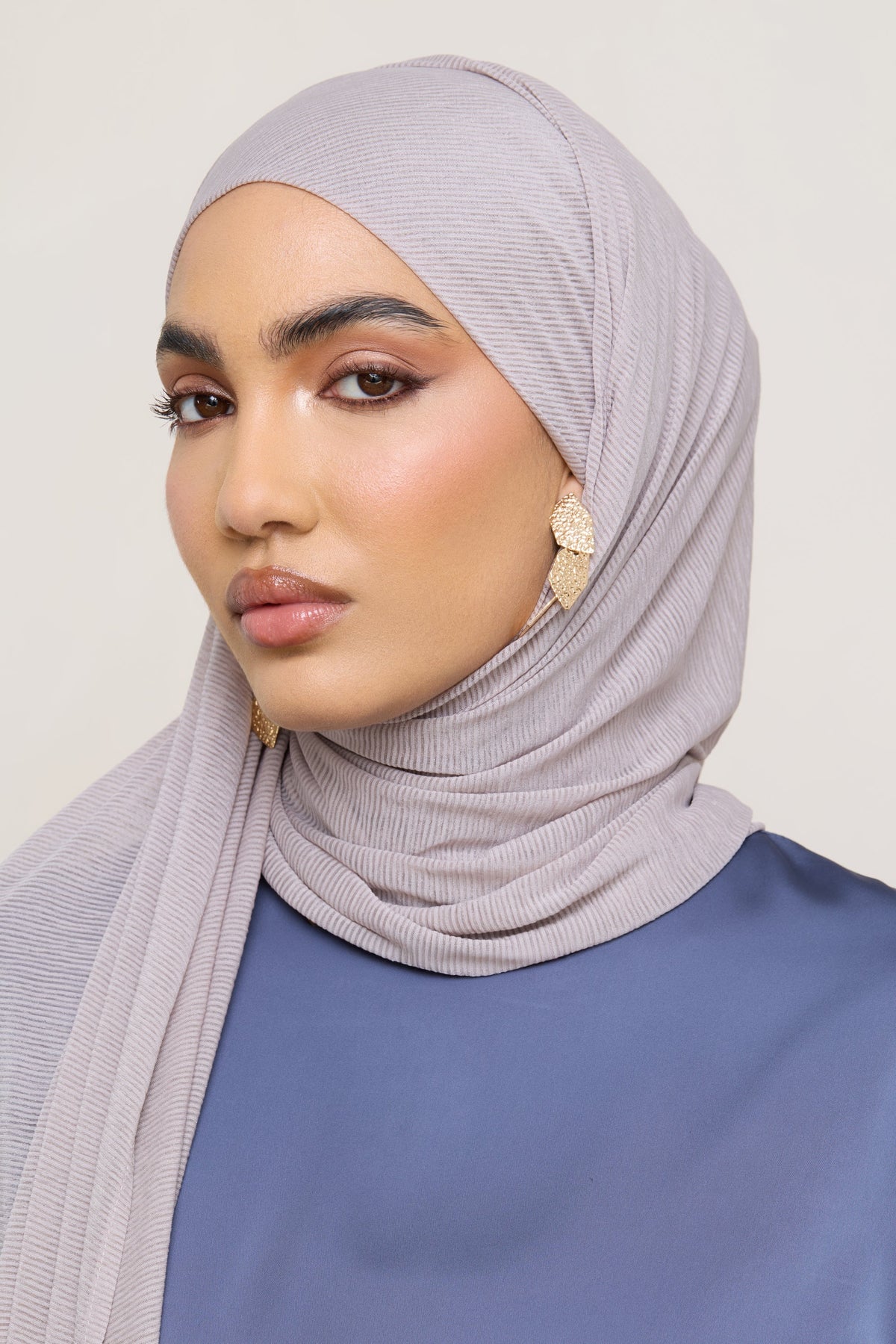 Stretch Stripe Hijab - Taupe