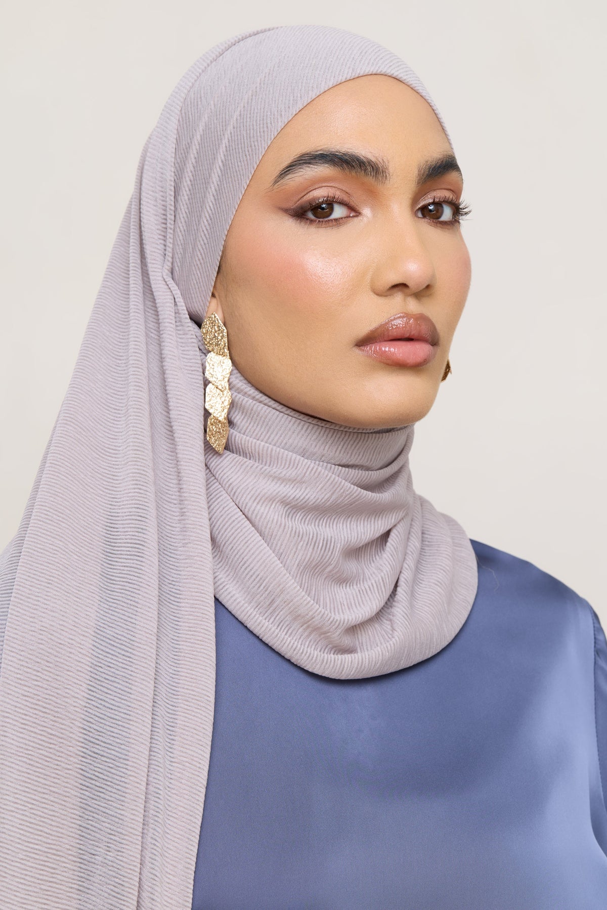 Stretch Stripe Hijab - Taupe
