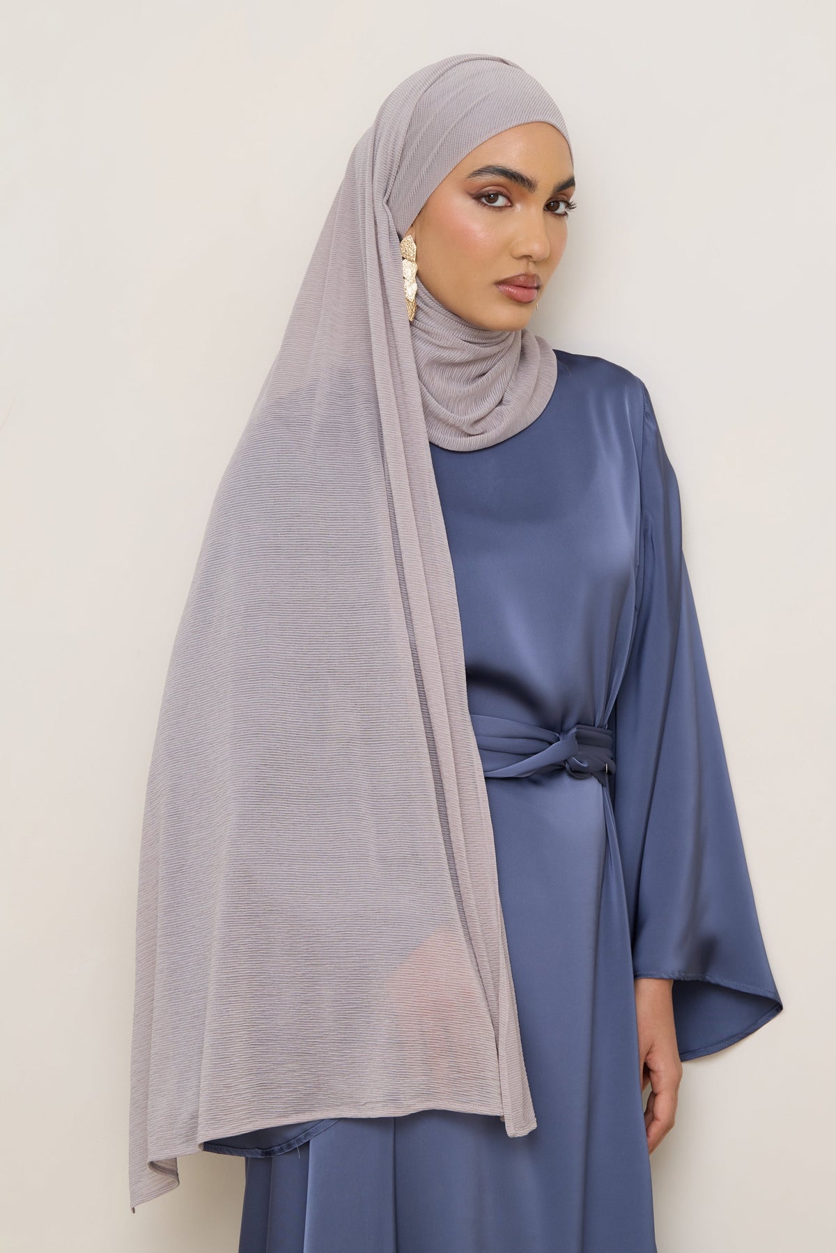 Stretch Stripe Hijab - Taupe