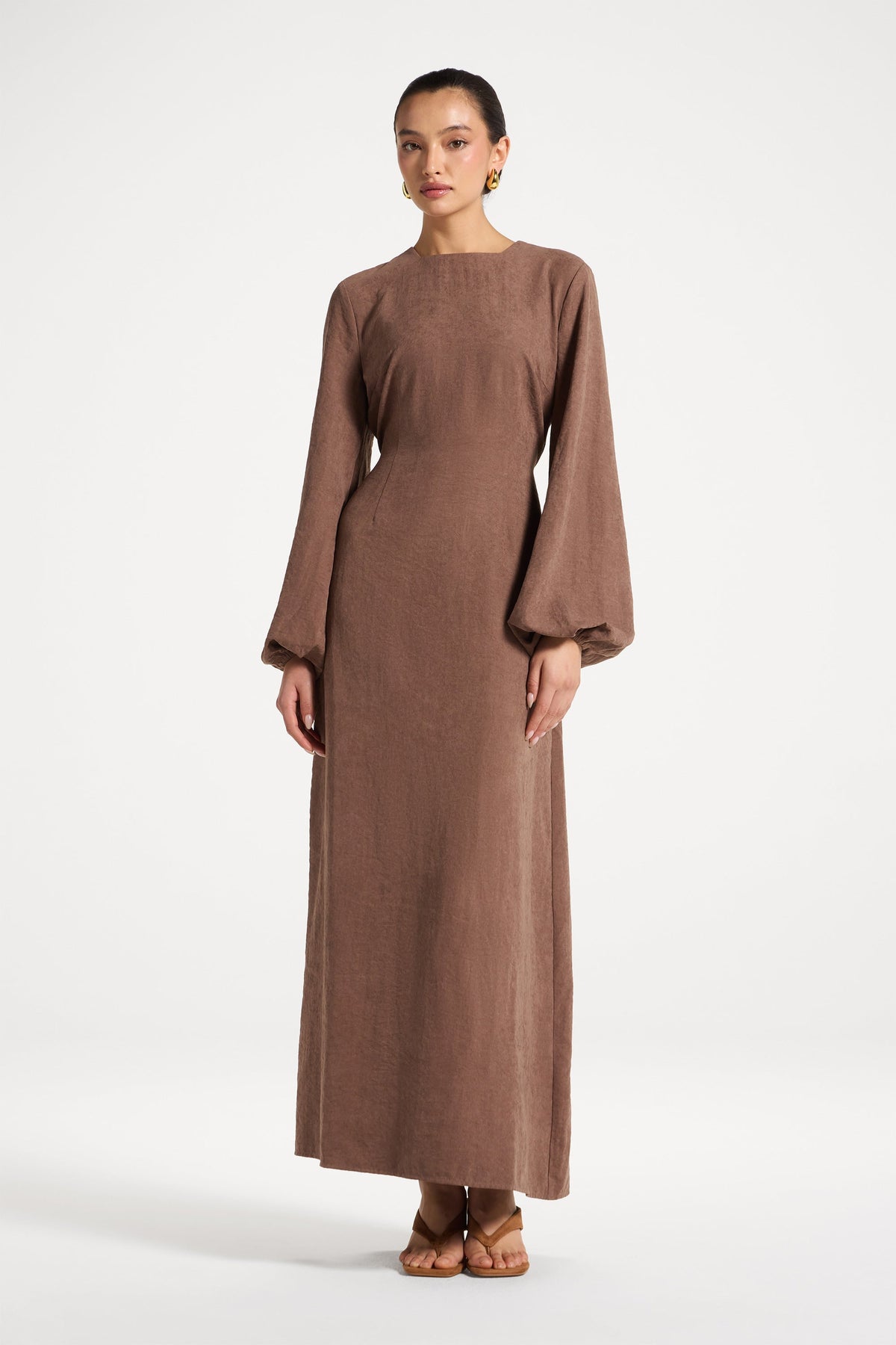 Suede Maxi Dress - Coffee