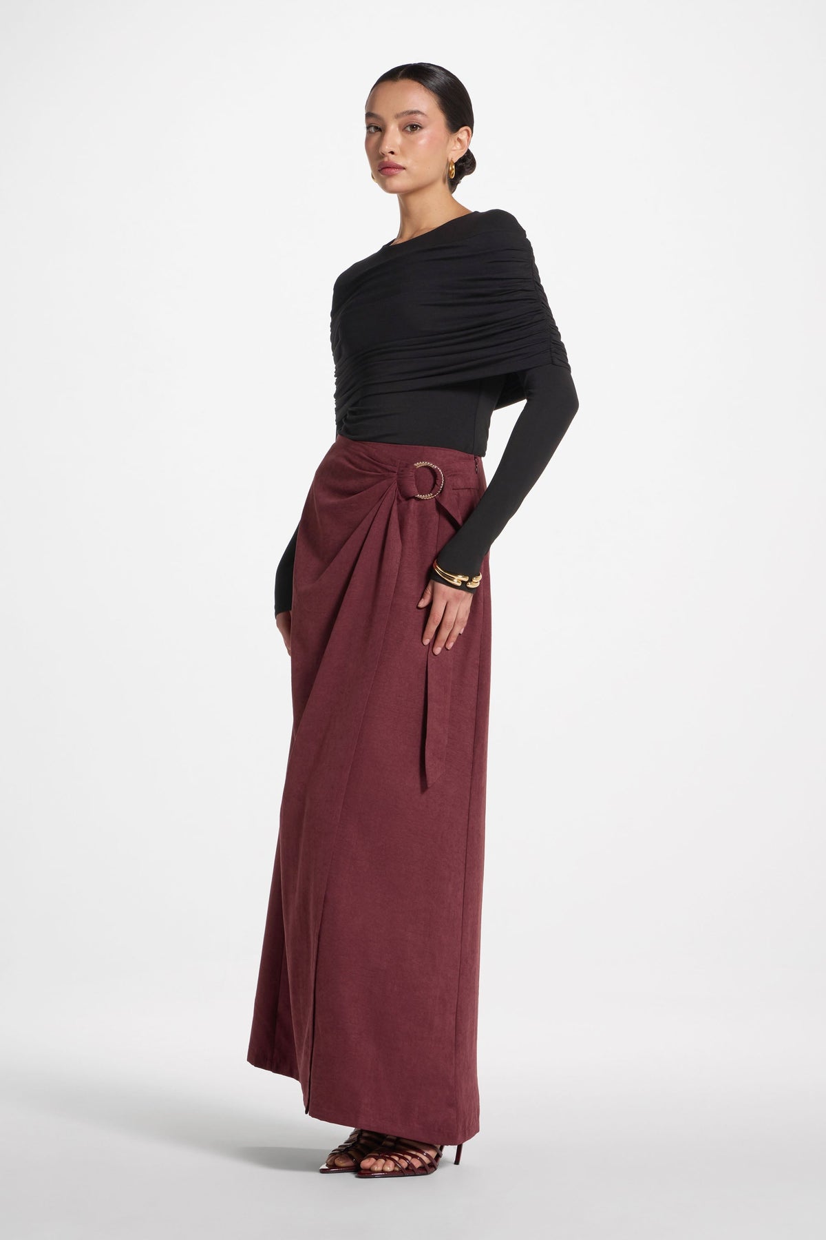 Suede Wrap Skirt - Fig