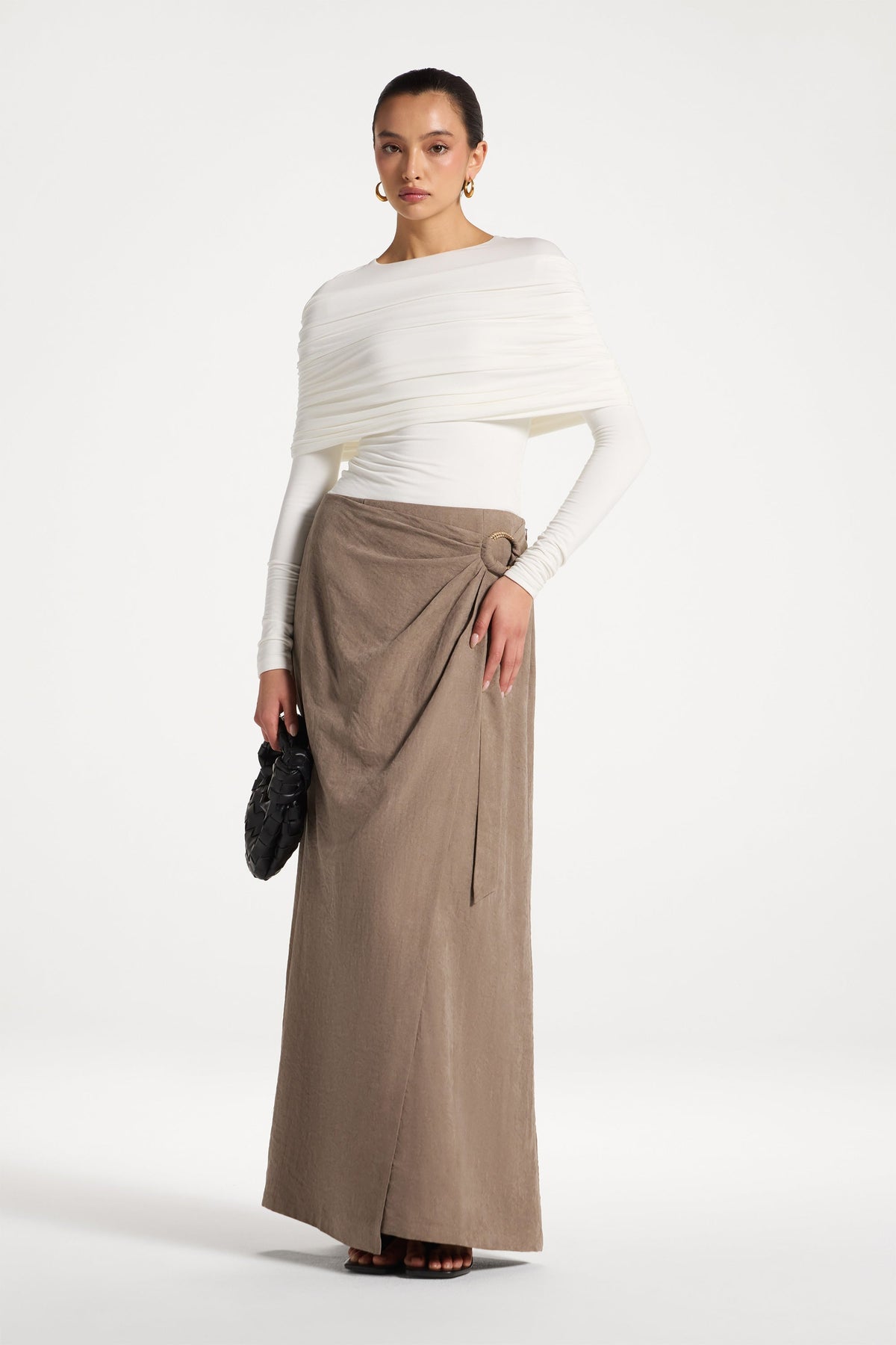 Suede Wrap Skirt - Pebble