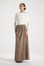 Suede Wrap Skirt - Pebble