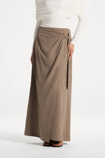 Suede Wrap Skirt - Pebble
