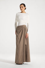 Suede Wrap Skirt - Pebble