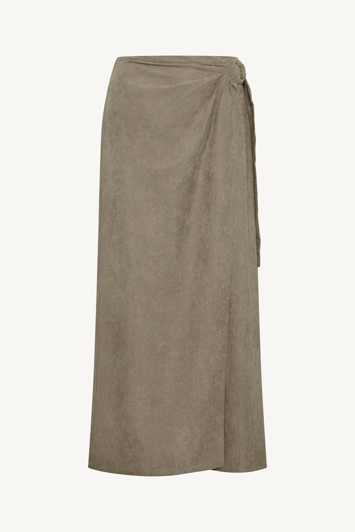 Suede Wrap Skirt - Pebble